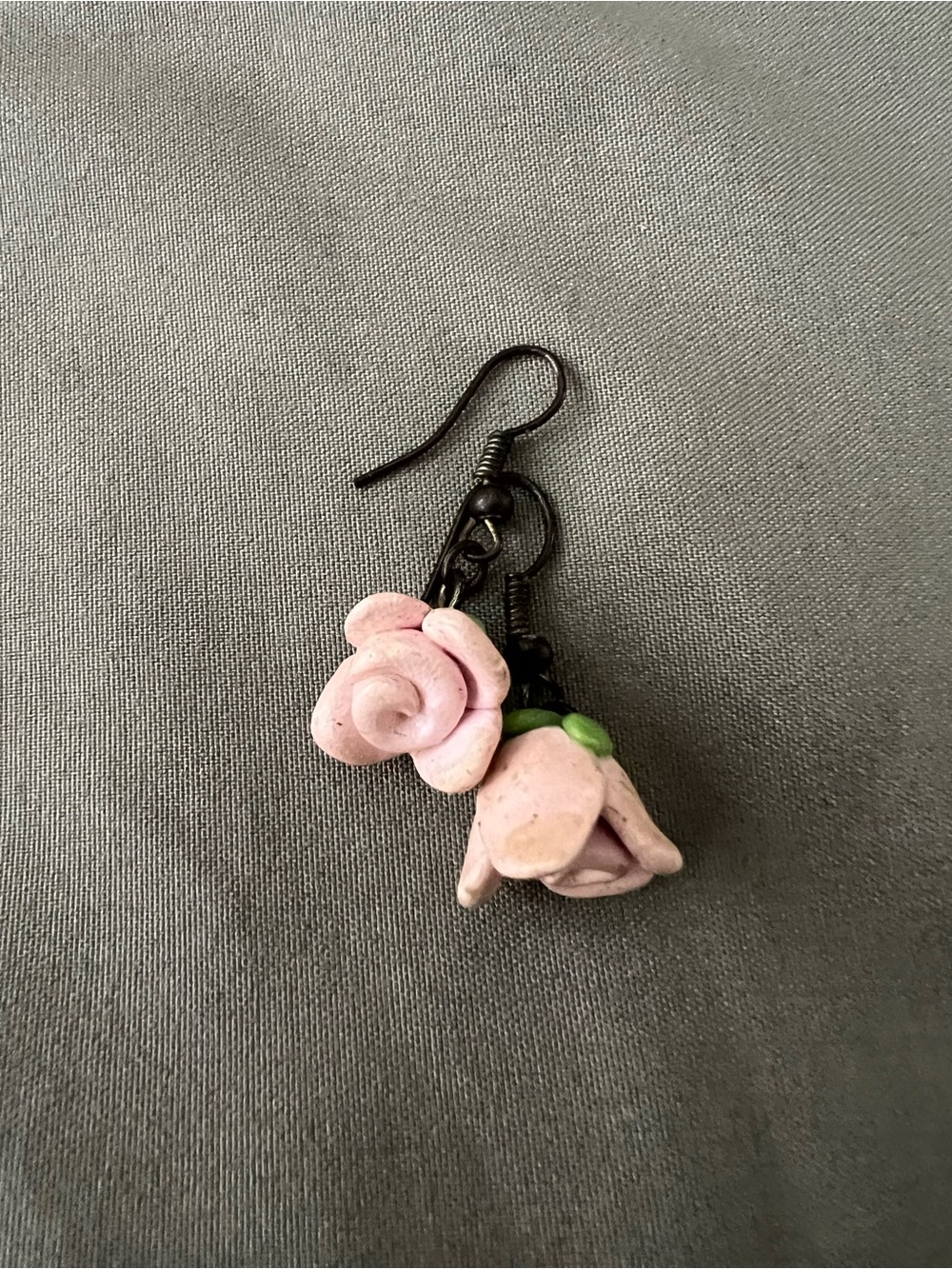 Handmade Pink Rose Dangle Earrings